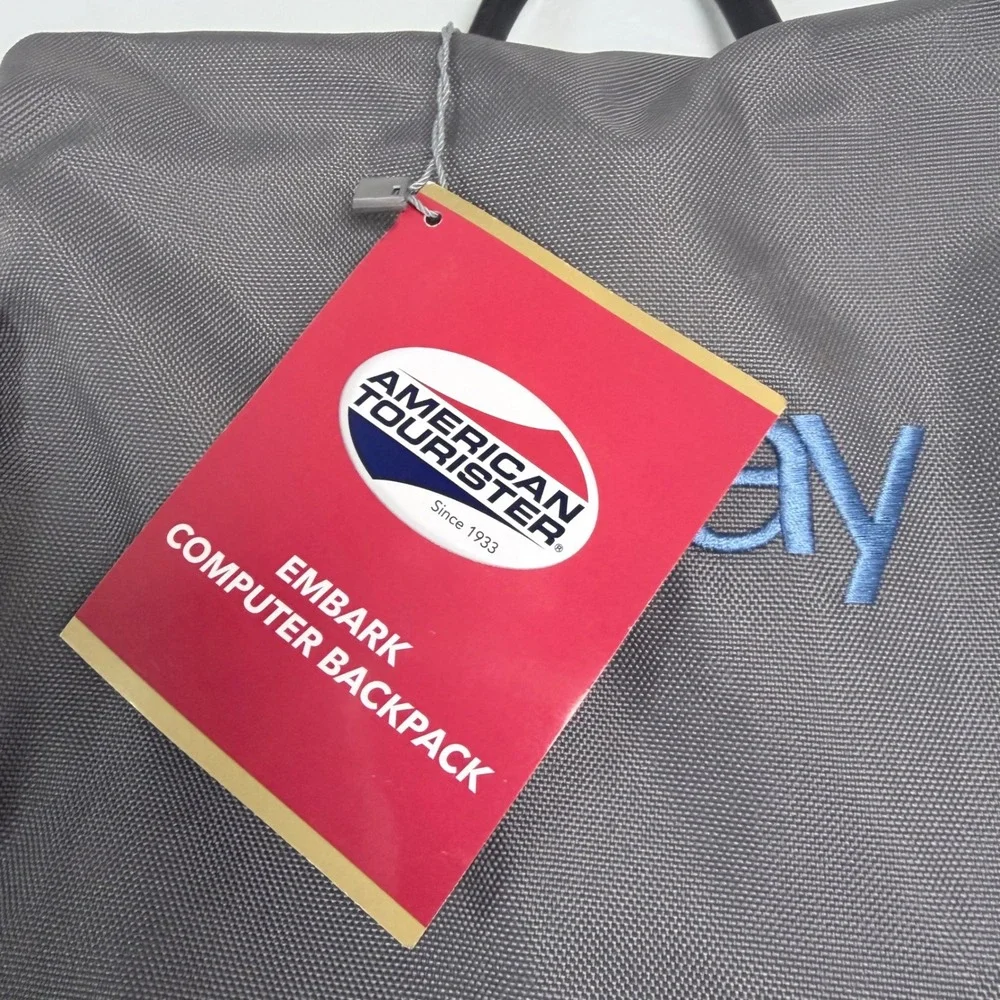 American Tourister Embark Computer‎ Backpack Grey eBay Logo Laptop Bag New